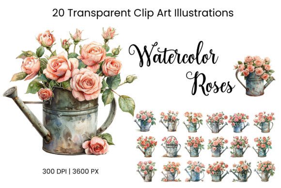Download Watercolor Soft Pink Roses in a Pot - Watercolor Collection