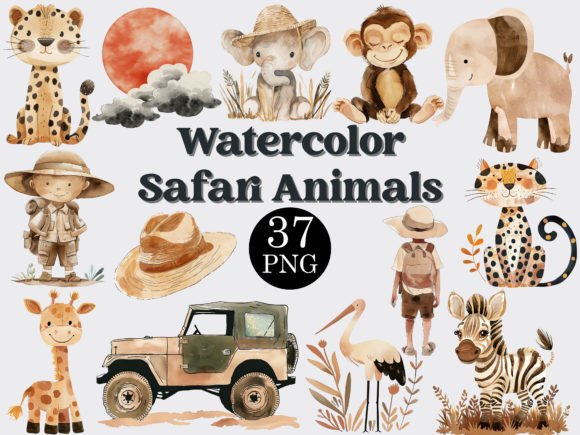 Download Watercolor Safari Animals Clipart Bundle - Watercolor Collection