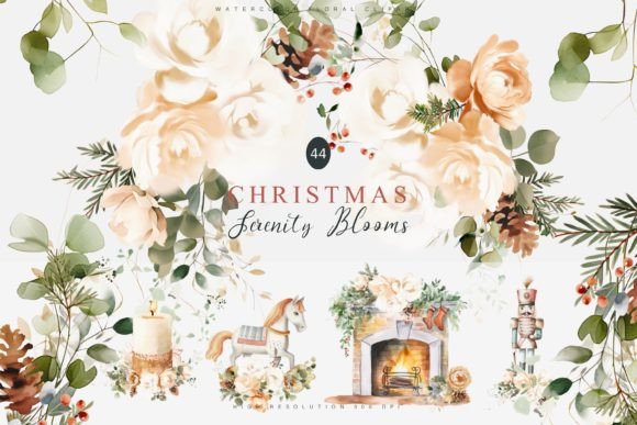 Download Watercolor Christmas Floral Clipart Set - Watercolor Collection