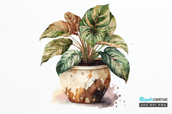 Download Watercolor Potted Plant Clipart Design - Watercolor Collection