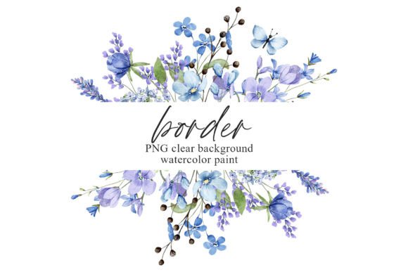 Download Watercolor Blue Flower Frame Border, PNG - Watercolor Collection