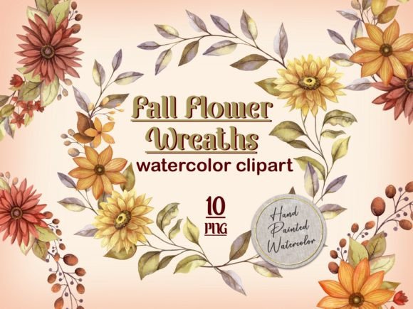 Download Fall Flower Wreath Watercolor Clipart - Watercolor Collection