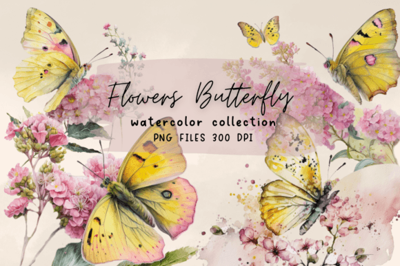 Download Butterfly Flower Yellow Watercolor - Watercolor Collection