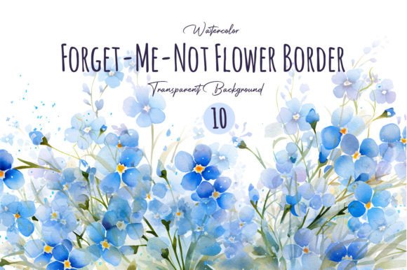 Download Watercolor Blue Flower Border Clipart - Watercolor Collection