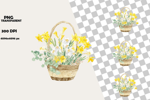 Download Spring Flower Basket Watercolor Clipart - Watercolor Collection