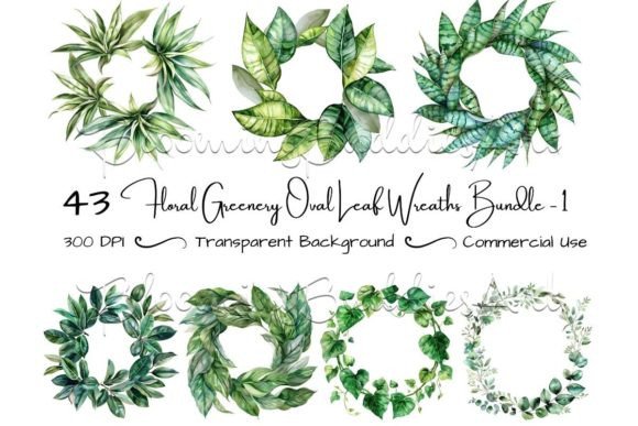 Download Watercolor Wreath Greenery Clipart Set - Watercolor Collection
