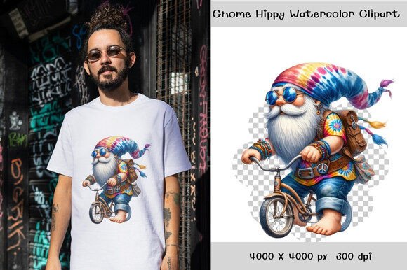 Download Gnome Hippy Watercolor Clipart - Watercolor Collection