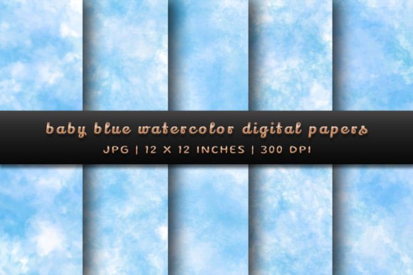 Download Baby Blue Watercolor Digital Papers - Watercolor Collection