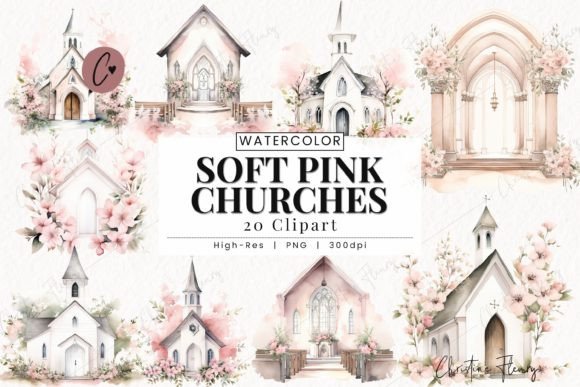 Download Watercolor Soft Pink Church Clipart - Watercolor Collection
