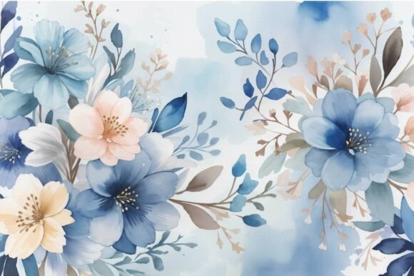 Download Soft Blue Watercolor Floral Background - Watercolor Collection