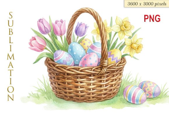 Download Spring Easter Basket, Watercolor PNG - Watercolor Collection