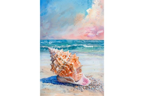 Download Seashell on Beach Watercolor Art Coastal - Watercolor Collection