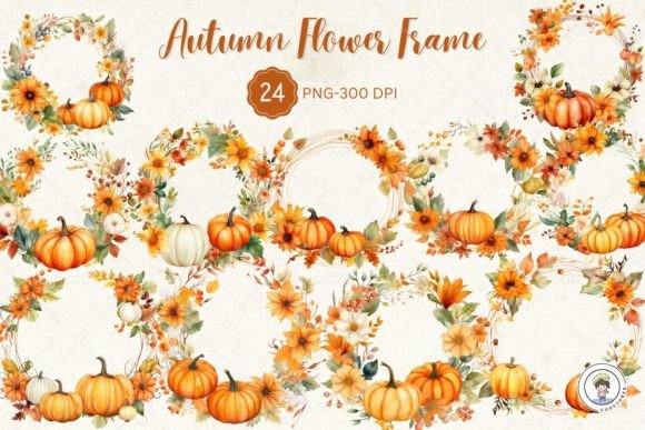 Download Watercolor Autumn Flower Frame Clipart - Watercolor Collection