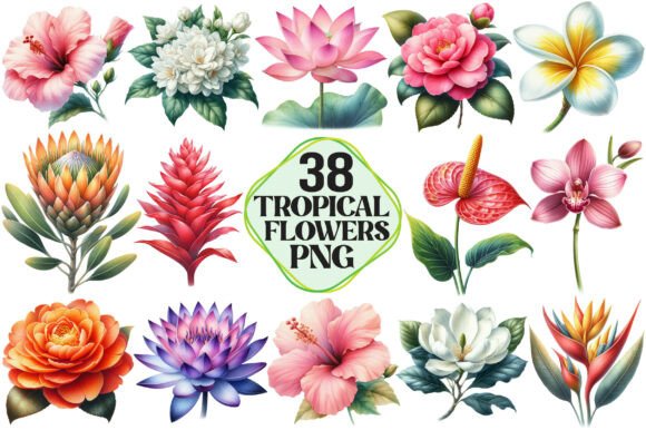 Download Watercolor Tropical Flowers Clipart - Watercolor Collection