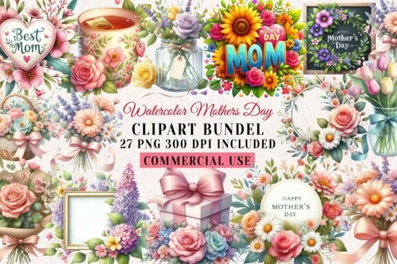 Download Watercolor Mothers Day PNG Bundle - Watercolor Collection