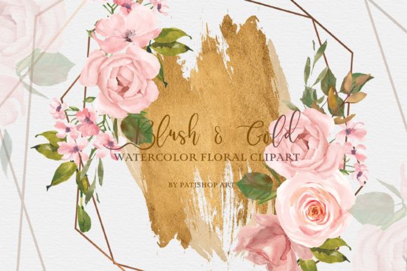 Download Watercolor Blush Gold Floral Clipart Set - Watercolor Collection