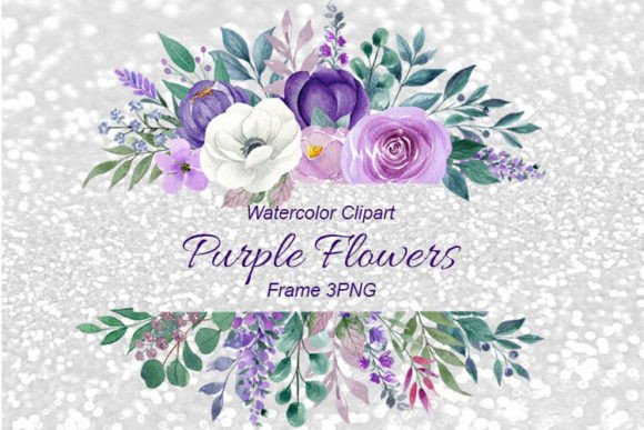 Download Watercolor Purple Flower Frame Clipart - Watercolor Collection
