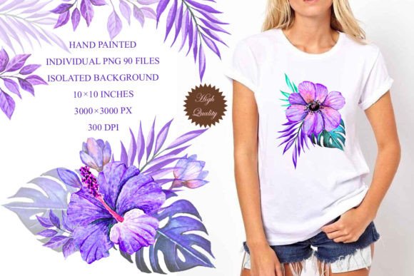 Download Watercolor Flowers Clipart Tropical Png - Watercolor Collection