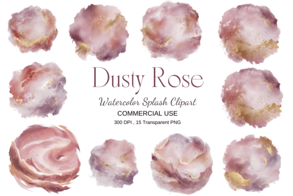 Download Dusty Rose Watercolor Splash Clipart - Watercolor Collection