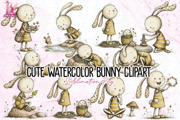 Download Cute Watercolor Bunny Clipart PNG - Watercolor Collection