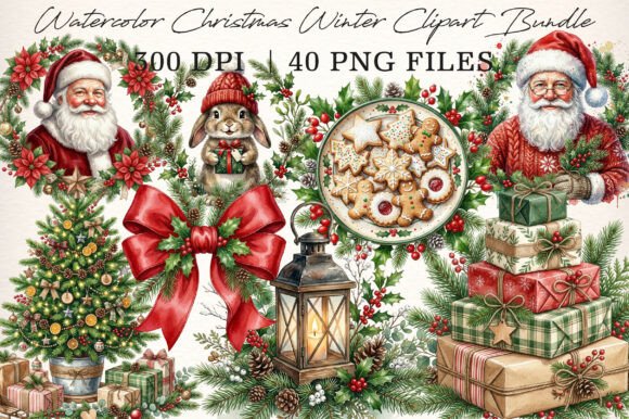 Download Watercolor Christmas Winter Clipart - Watercolor Collection
