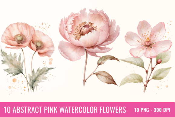 Download Abstract Pink Watercolor Flower Bundle - Watercolor Collection