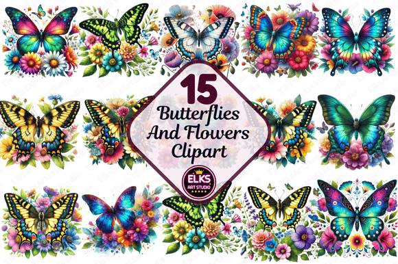 Download Watercolor Butterflies and Flowers Png - Watercolor Collection