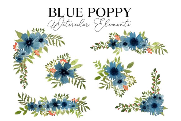 Download Blue Poppy Watercolor Floral Element - Watercolor Collection