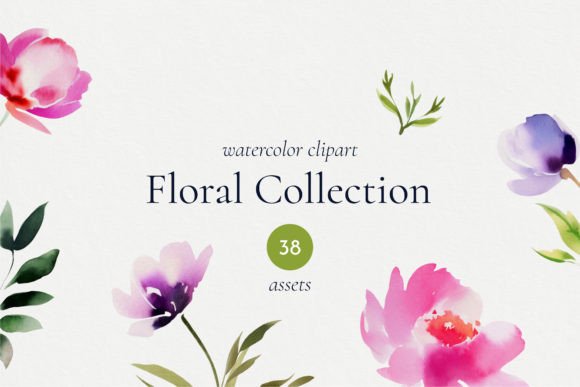 Download Watercolor Floral Set. Flower Clip Art - Watercolor Collection