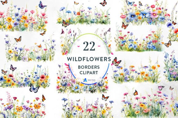 Download Wildflowers Border Watercolor Clipart - Watercolor Collection