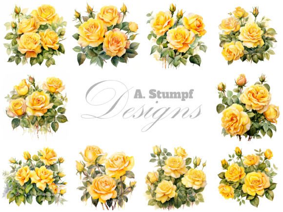 Download Yellow Roses Watercolor Flowers Clipart - Watercolor Collection