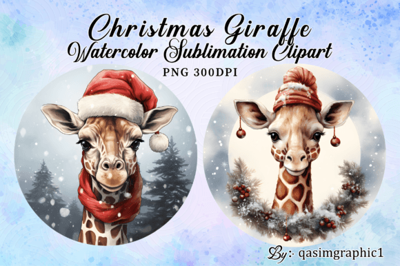 Download Christmas Giraffe Watercolor Clipart - Watercolor Collection