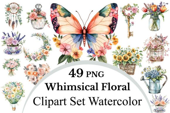 Download Whimsical Floral Clipart Set Watercolor - Watercolor Collection