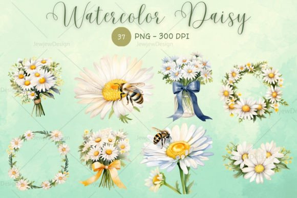 Download Watercolor Daisy Flower Vintage Clipart - Watercolor Collection