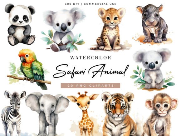 Download Watercolor Safari Animal Clipart Bundle - Watercolor Collection