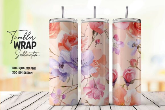 Download Watercolor Bloom Tumbler Wrap Png - Premium Resources