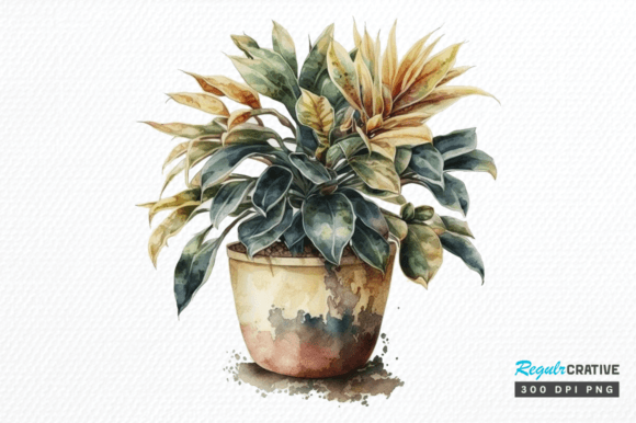 Download Watercolor Potted Plant Clipart Design - Watercolor Collection