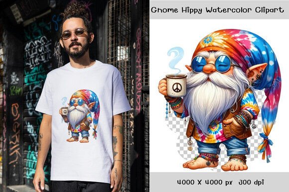 Download Gnome Hippy Watercolor Clipart - Watercolor Collection
