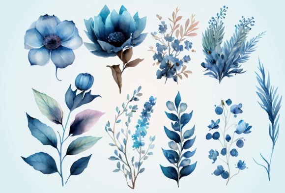 Download Blue Watercolor Flower Clipart - Watercolor Collection
