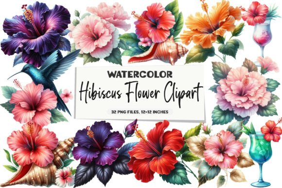Download Hibiscus Flower Watercolor Clipart - Watercolor Collection