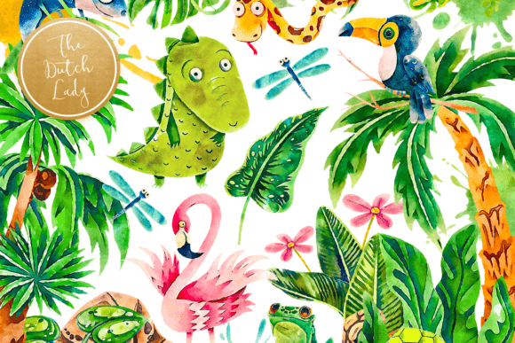 Download Cute Jungle Watercolor Clipart Set - Watercolor Collection
