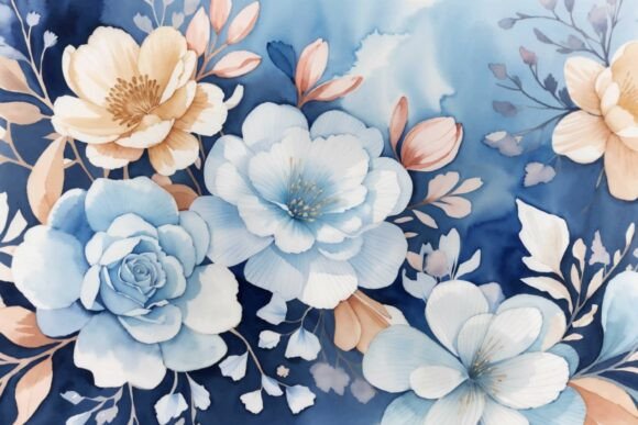 Download Soft Blue Watercolor Floral Background - Watercolor Collection