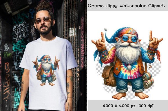 Download Gnome Hippy Watercolor Clipart - Watercolor Collection