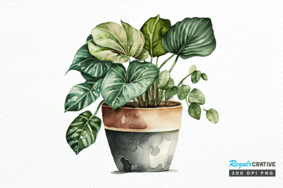 Download Watercolor Potted Plant Clipart Design - Watercolor Collection