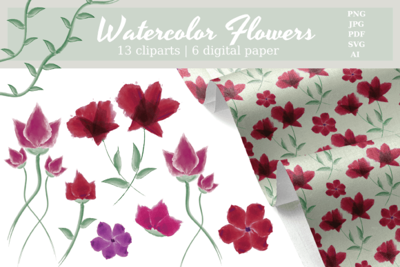Download Watercolor Flowers - Cliparts &amp; Digital - Watercolor Collection