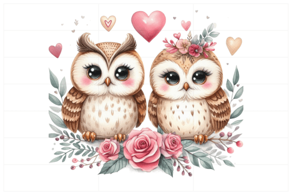 Download Watercolor Valentine Couple Owl Clipart - Watercolor Collection
