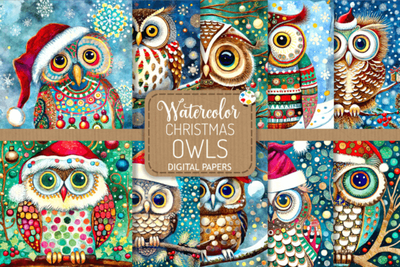 Download Christmas Owls - Watercolor Paintings - Watercolor Collection