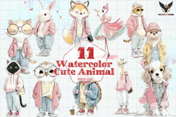 Download Watercolor Cute Animal PNG - Watercolor Collection