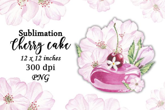 Download Watercolor Cake Cherry Bloom Flowers PNG - Premium Bundle